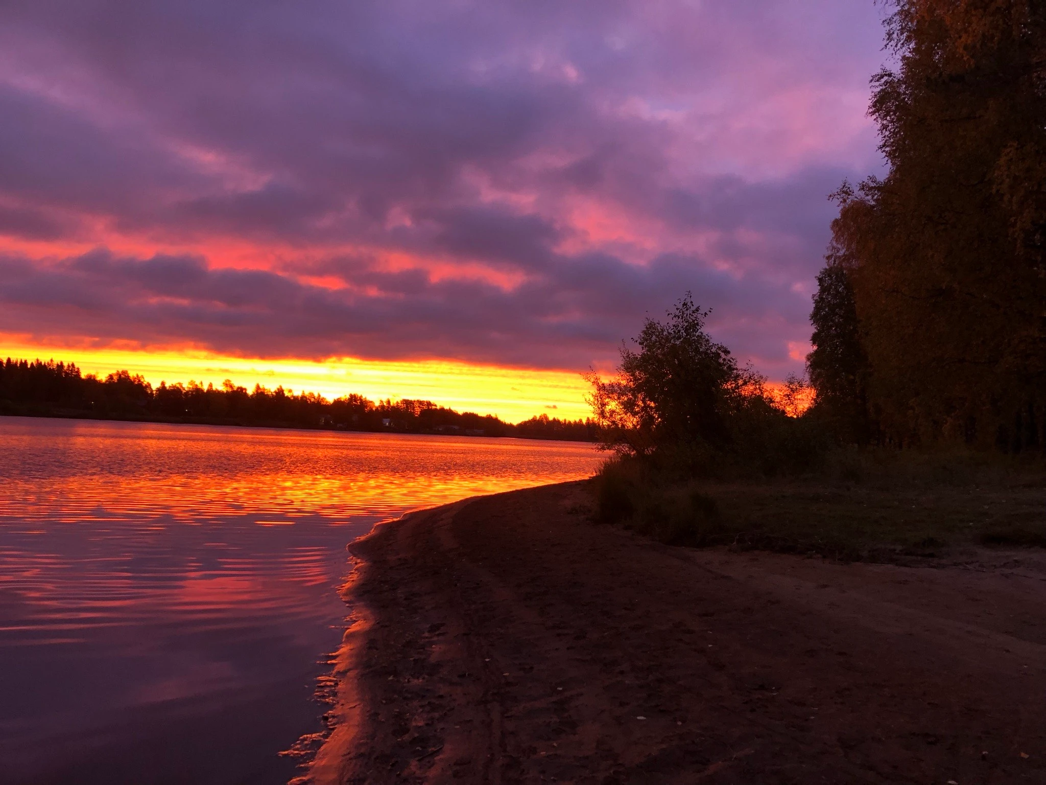 Solnedgång med en ginflaska i förgrunden